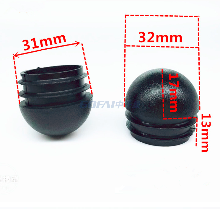 Bouchons de tube ronds avec filetage M6 à pas de 1,0 pour tubes de 22 mm et 25 mm
